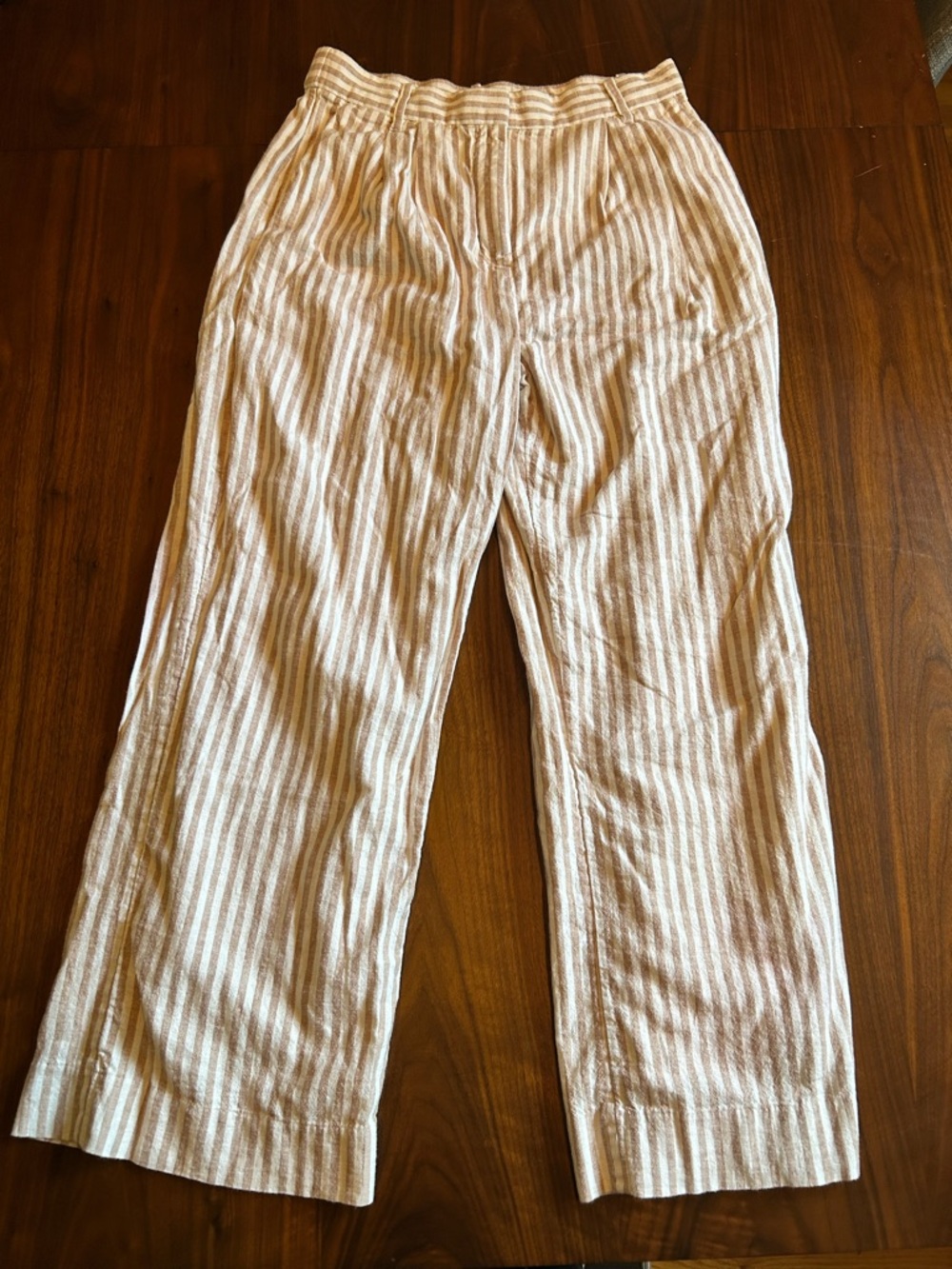 Abercrombie & Fitch Cream and Tan Striped linen trousers